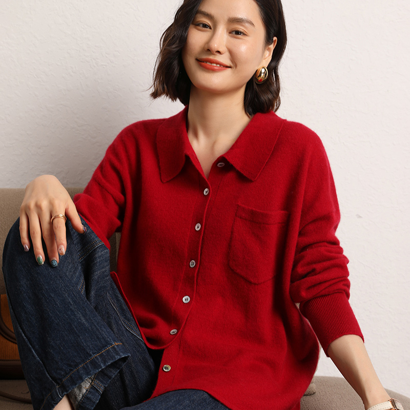 Wool Coat Peacoat - ฤดูใบไม้ร่วงผู้หญิงเสื้อสเวตเตอร์ถัก 100% แคชเมียร์ถักเสื้อกันหนาวChic Tops Cashmere Coat