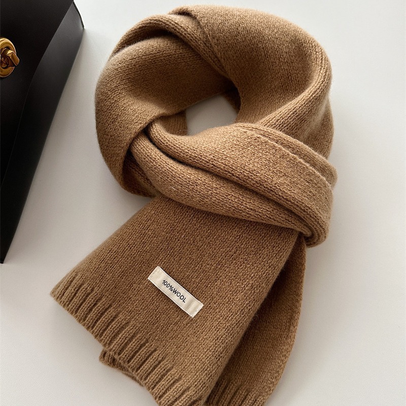 Wool Scarf Men - ผ้าพันคอแคชเมียร์ 100% ผลิตจากผ้าฝ้ายออสเตรเลียแท้ สีพื้นเรียบง่าย ใช้ได้ทั้งผู้ชายและผู้หญิง สำหรับฤดูใบไม้ร่วงและฤดูหนาว