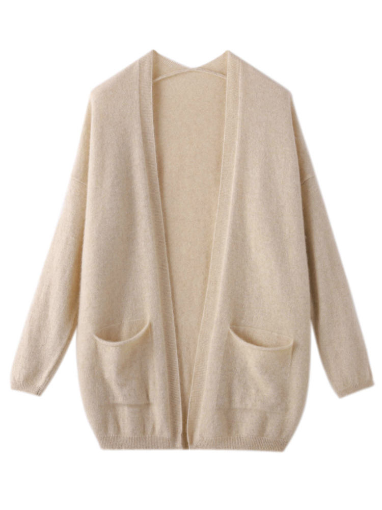 Wool Coat Peacoat - เสื้อโค้ทผู้หญิง100% ขนแกะเมอริโนมีกระเป๋าเสื้อถักแคชเมียร์หลวมลำลองเสื้อผ้ายอดนิยมสไตล์เกาหลีเสื้อกันหนาวไหมพรมฤดูใบไม้ร่วงใหม่