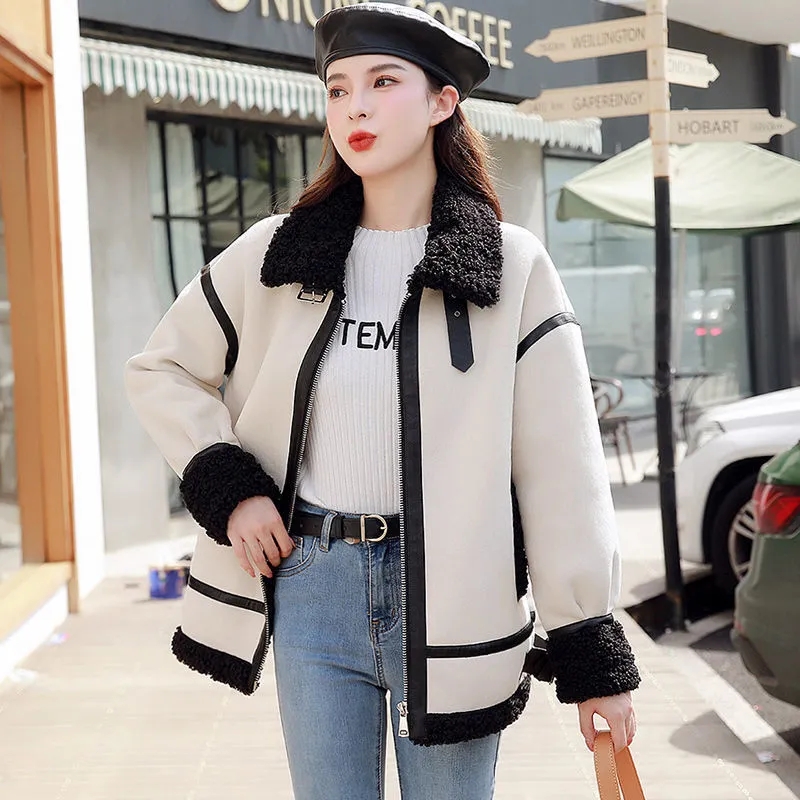 Lamb FUR Coat หญิงใหม่ฤดูใบไม้ - Wool Coat Peacoat บทวิจารณ์และราคา