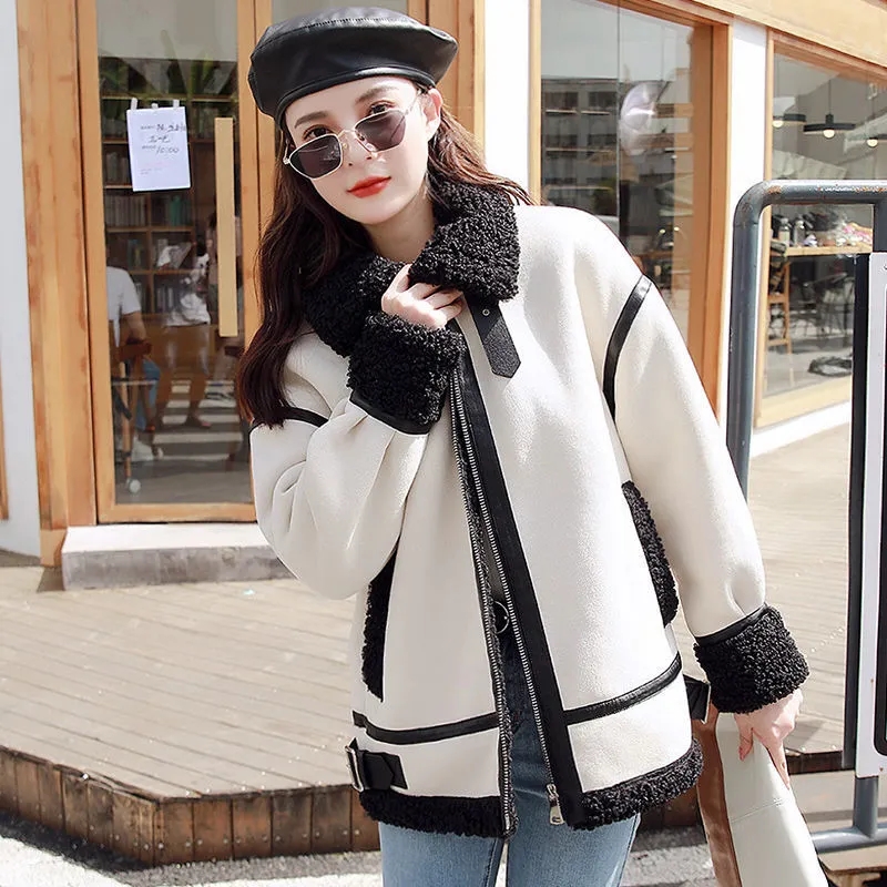 Lamb FUR Coat หญิงใหม่ฤดูใบไม้ - Wool Coat Peacoat บทวิจารณ์และราคา